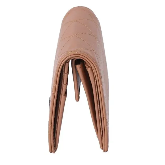 CHANEL Matelasse Bifold Wallet Light Brown Leather - Picture 2 of 6